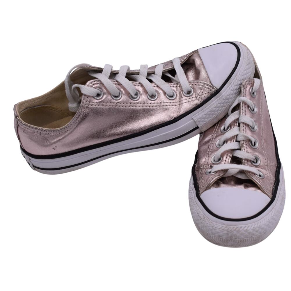 CONVERSE ALL STAR Metallic Pink Rose Gold Low Top Shoes Chuck Taylor Womens Sz 8